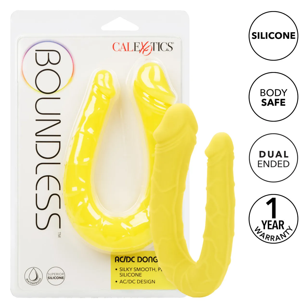 CalExotics Boundless AC/DC Dong 34cm Silicone Double Ended Dildo Yellow