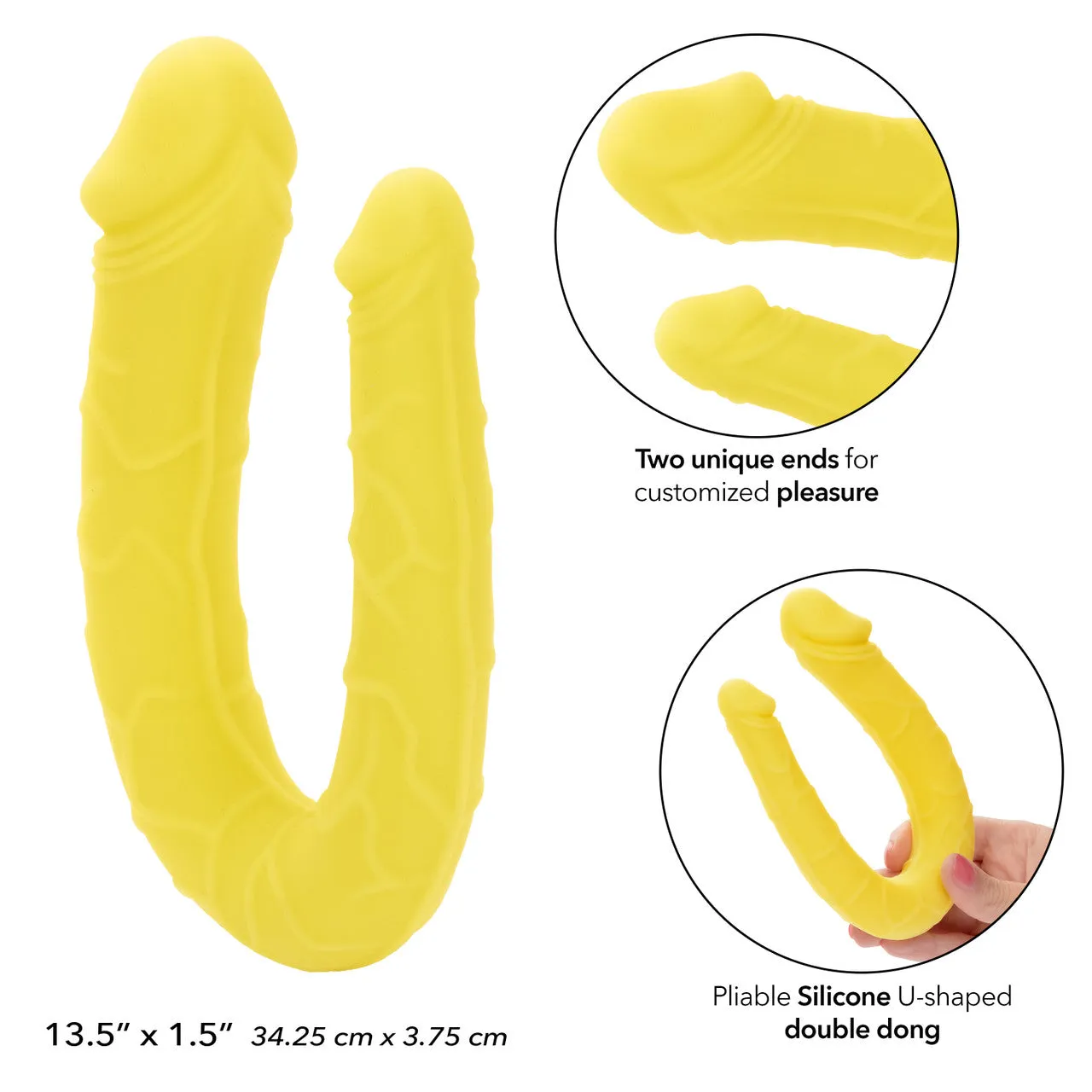 CalExotics Boundless AC/DC Dong 34cm Silicone Double Ended Dildo Yellow