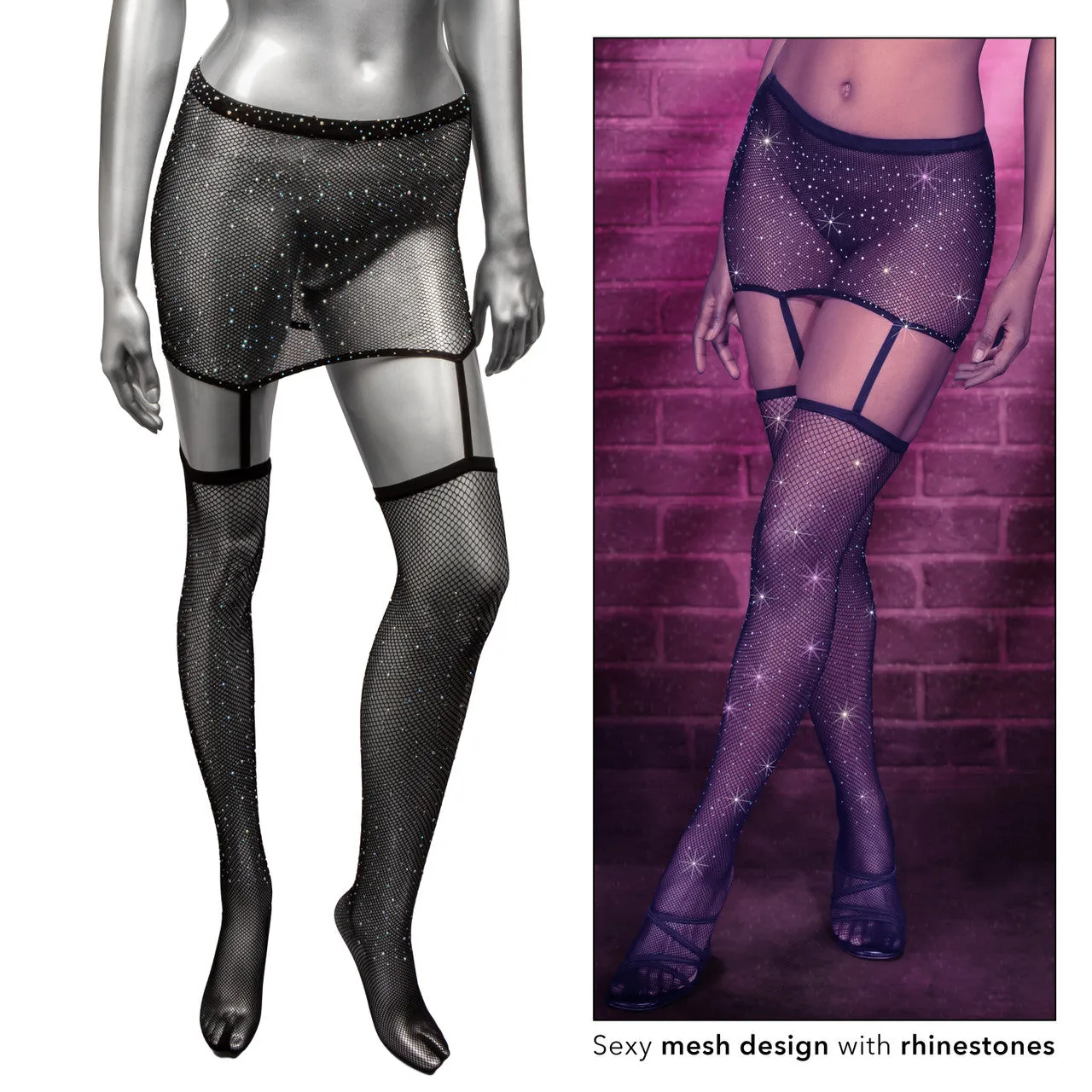CalExotics Radiance One Piece Garter Skirt With Thigh Highs