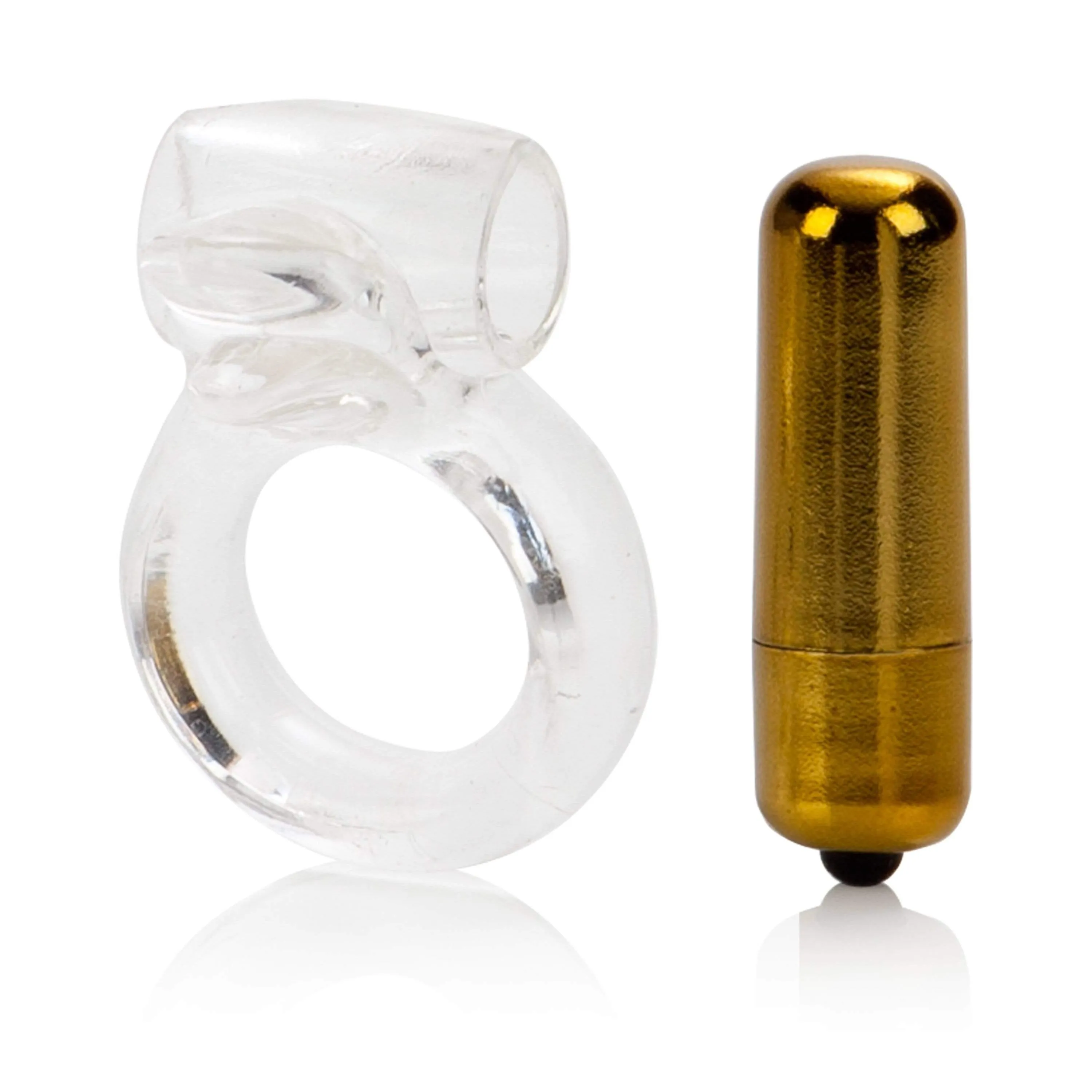 California Exotics - Pure Gold Double Trouble Enhancer Vibrating Cock Ring (Clear)