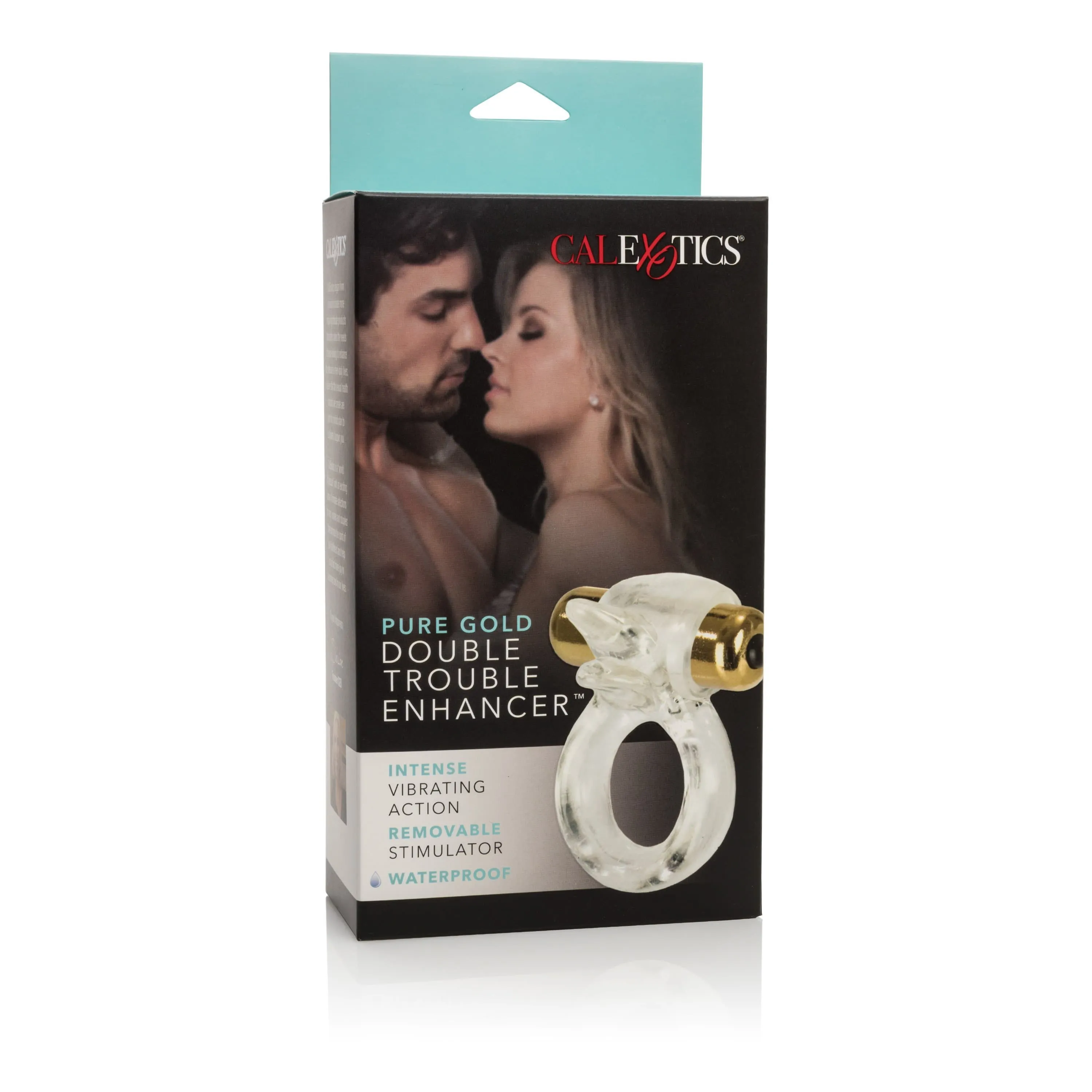 California Exotics - Pure Gold Double Trouble Enhancer Vibrating Cock Ring (Clear)