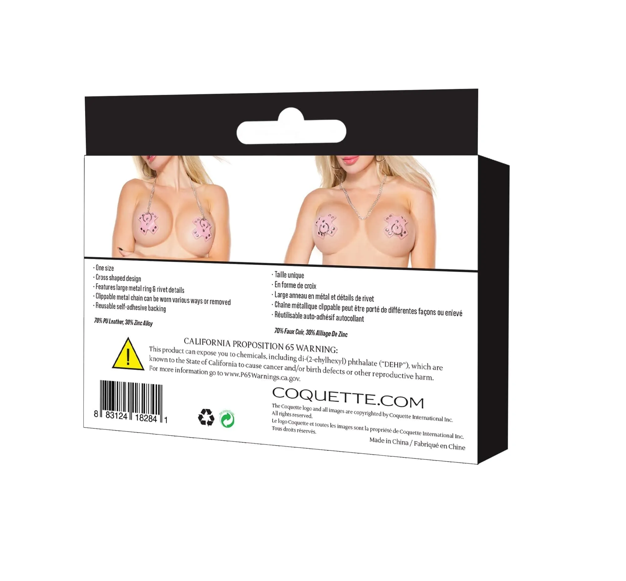Coquette Studded Cross Pink Pasties with Chain