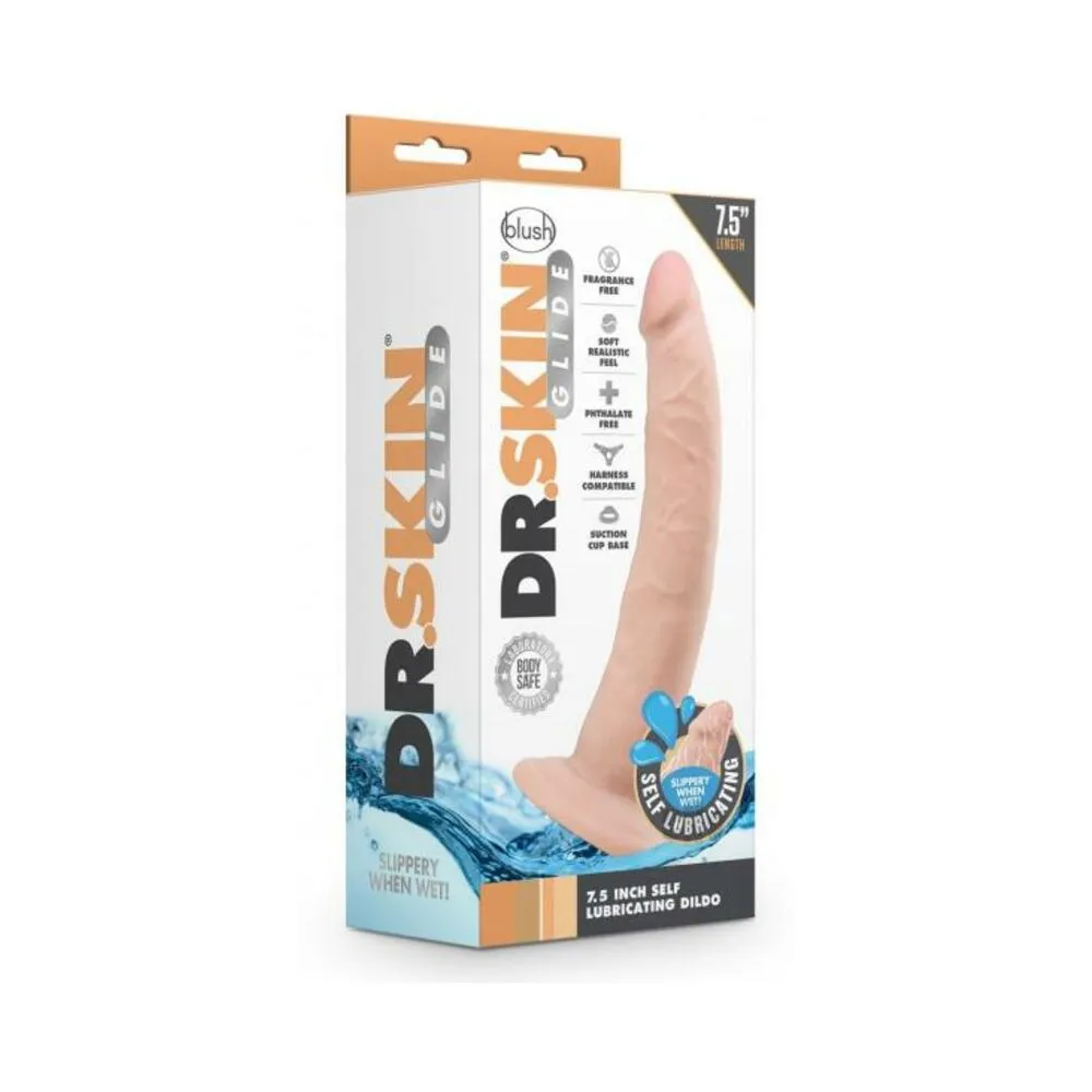 Dr. Skin Glide 7.5 Self-lubricating Dildo Vanilla