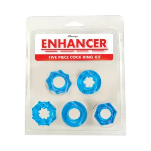 Enhancer Five Piece Cock Ring Set Blue