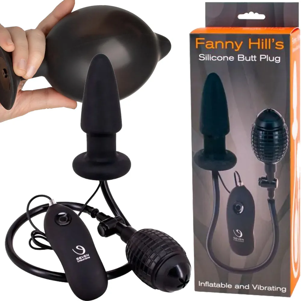 Fanny Hills Inflatable Vibrating Silicone Anal Butt Plug Balloon Couples Sex Toy