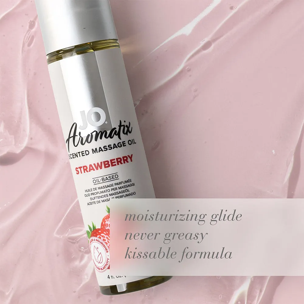 Jo Aromatix Scented Massage Oil Edible Strawberry Flavour Vitamin E Jojoba 120ml