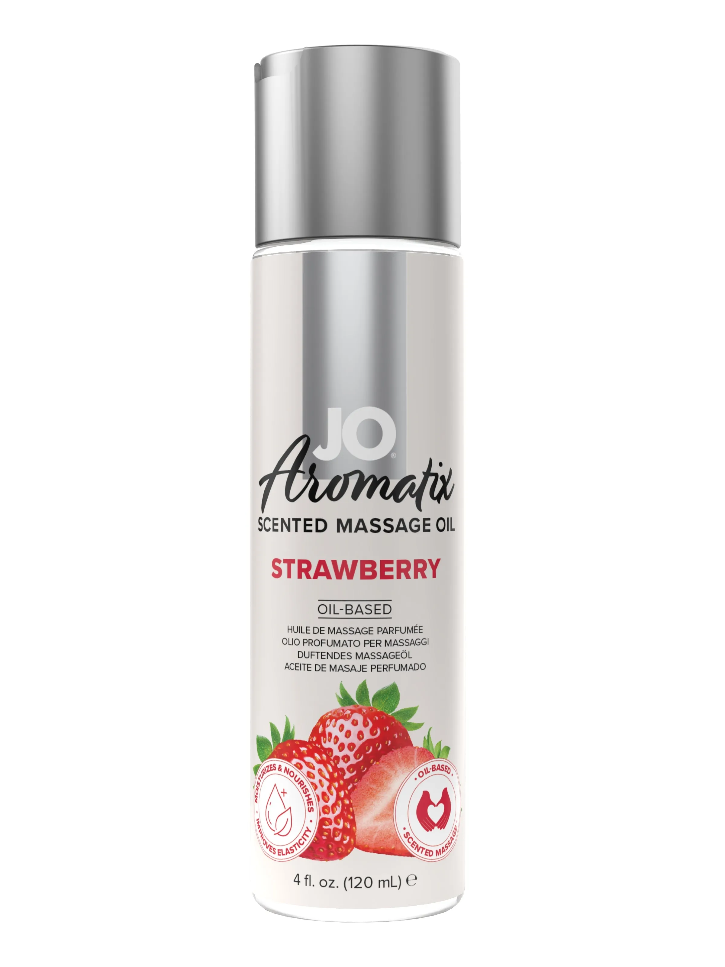 Jo Aromatix Scented Massage Oil Edible Strawberry Flavour Vitamin E Jojoba 120ml