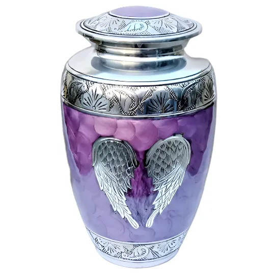 Purple Angel Wings Cremation Urn | Unique ash urn| Quality Urns For Less