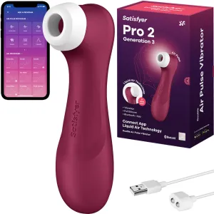Satisfyer Pro 2 Gen 3 APP Liquid Air Pulse Clitoral Stimulator Vibrator Red