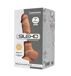 Silexd 7 Model 1 Realistic Silicone Dildo Suction Cup Balls Caramel