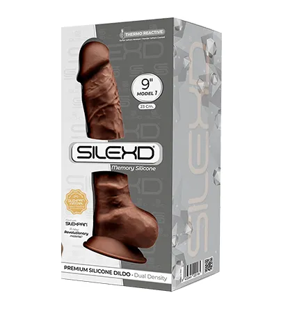 Silexd 9 Model 1 Silicone Realistic Dildo Suction Cup Balls Brown