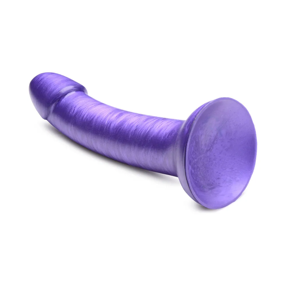 Simply Sweet 7 in. Metallic Silicone Dildo Purple