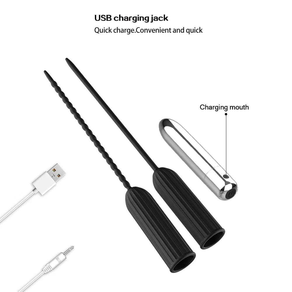 Ten Vibrating Modes Silicone Urethral Sounding Penis Plug Vibrator