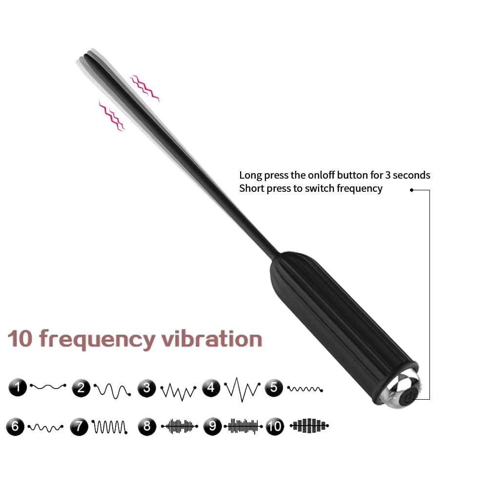 Ten Vibrating Modes Silicone Urethral Sounding Penis Plug Vibrator