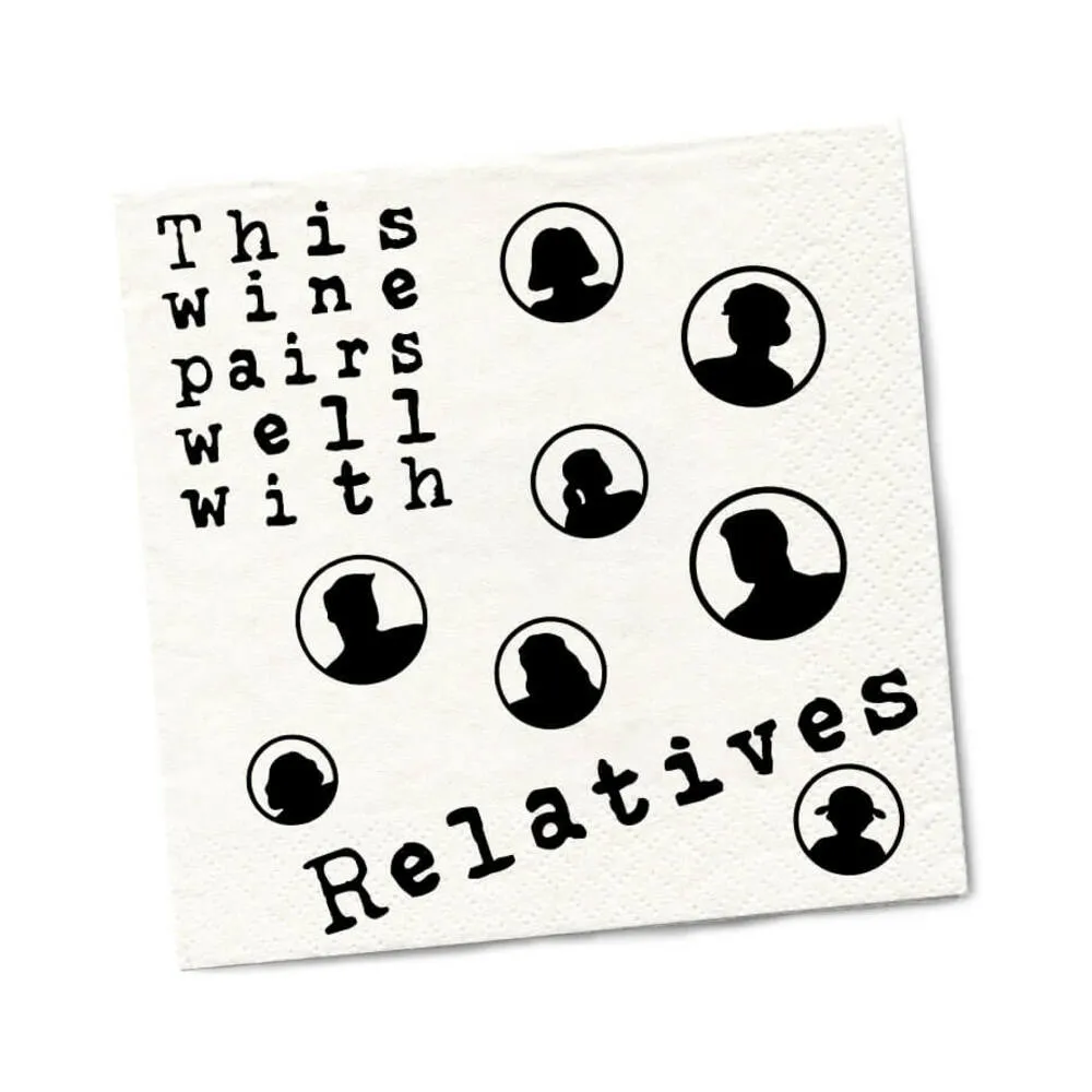 Twisted Wares Wine Pairs Well With Relatives Napkins 20-pack